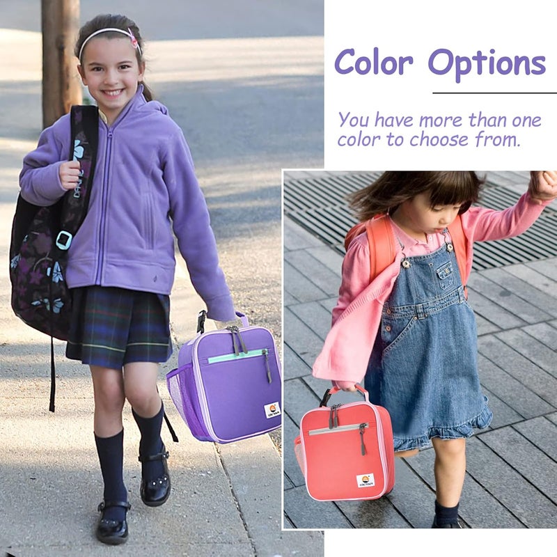 CaCTOUR Lunch Box Kids,2 Packs Insulated Lunch Bag for Girls Boys,Soft Bag Mini Cooler Back to School Thermal Reusable Lunch Bag for Work School Picnic (Blue & Purple) - Image 5